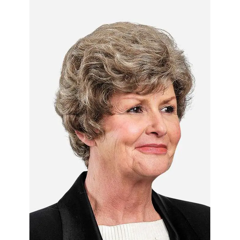 Boycuts Short 100% Hand-Tied Brown Wavy 8" Human Hair Wigs For Women