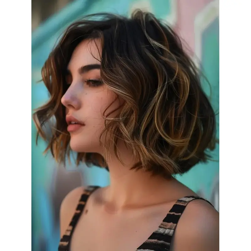 Medium Wigs Remy Human Hair Lace Front 10" Wavy Wigs