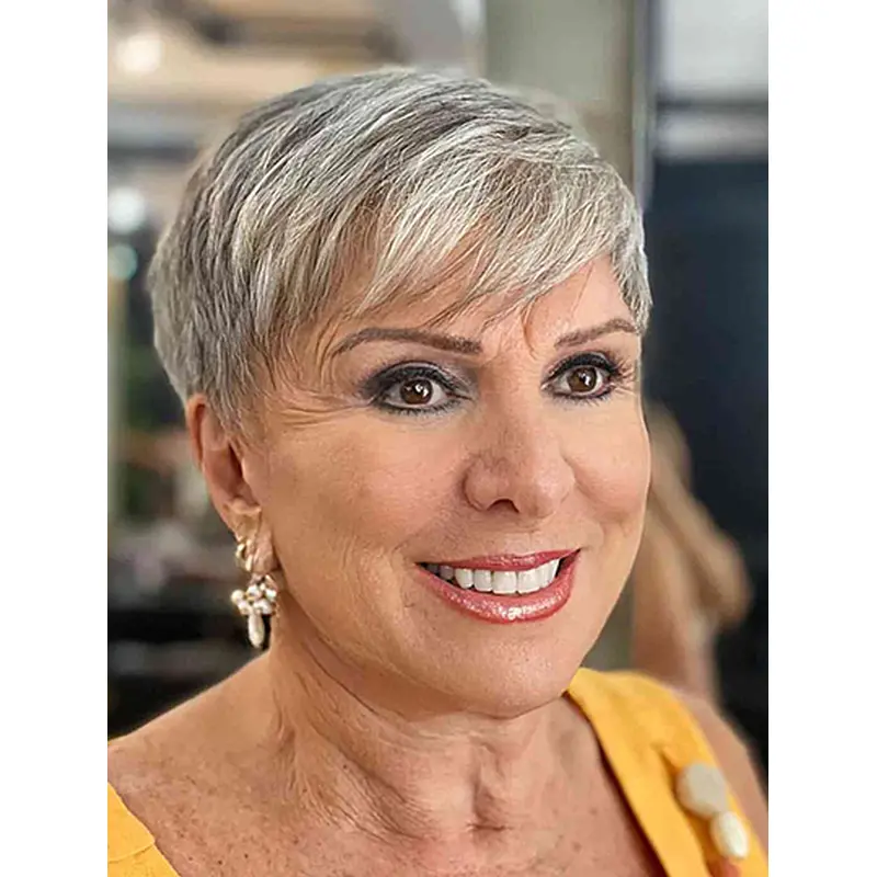 6" Grey Straight Boycuts Monofilament Wigs On Sale
