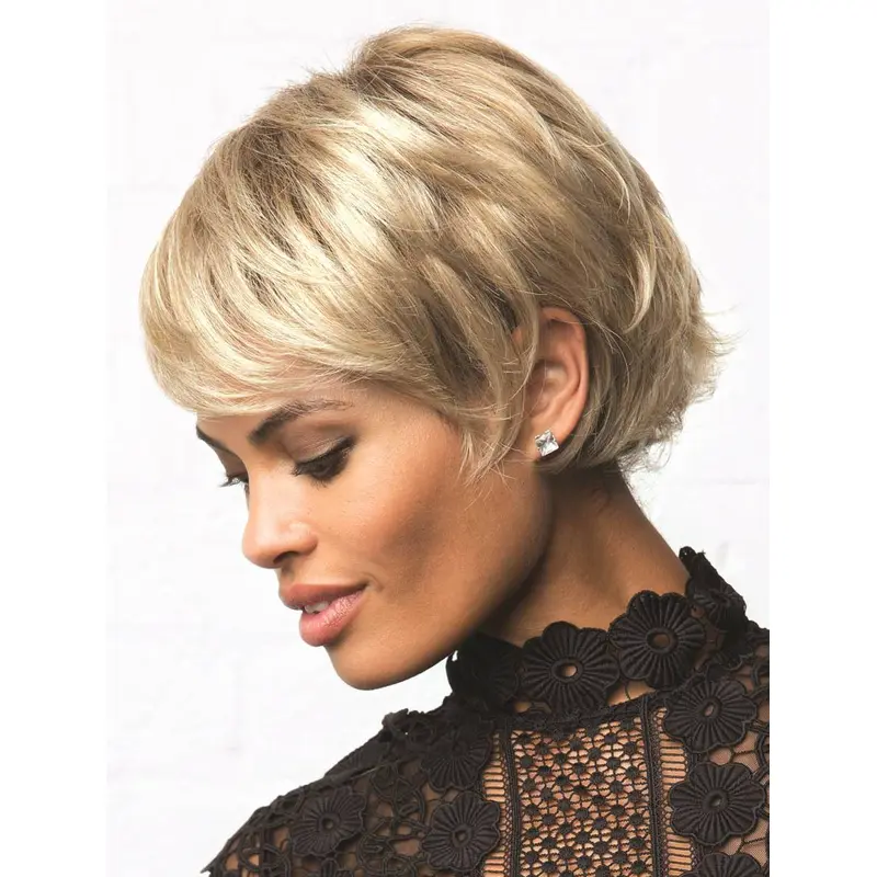 Blonde 8" Wavy Monofilament African Wigs