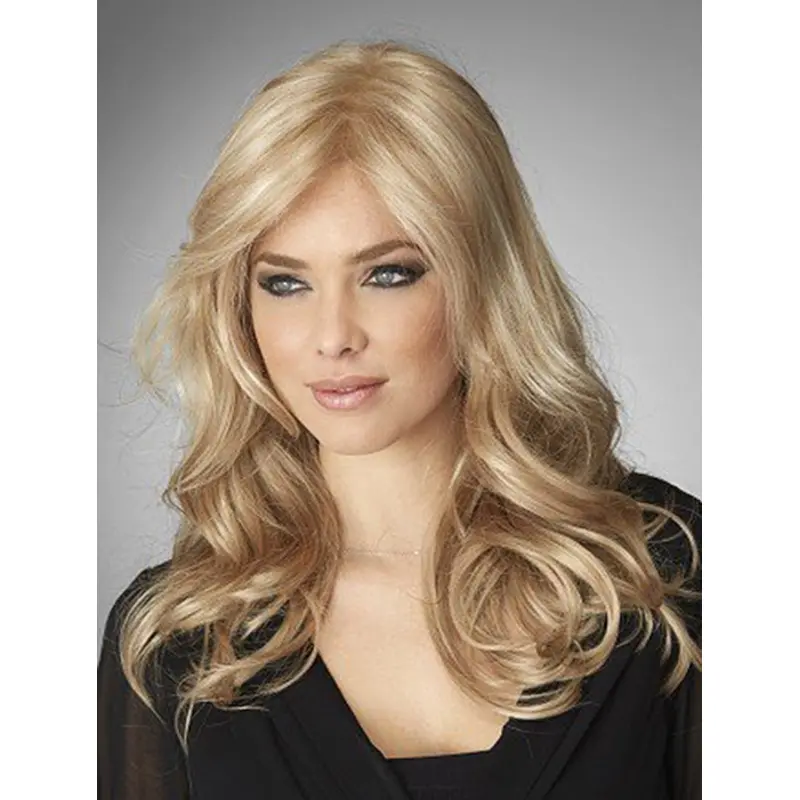 Blonde Wavy Remy Human Hair Nice Long Wigs