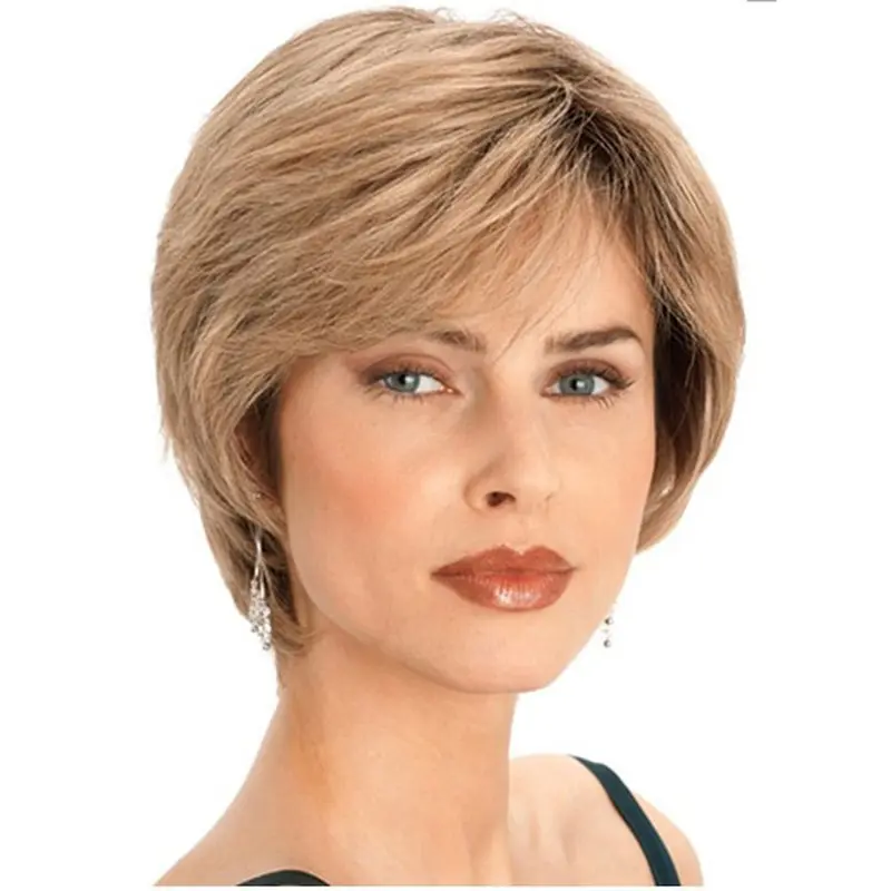 Graceful Blonde Straight Short Human Hair Wigs
