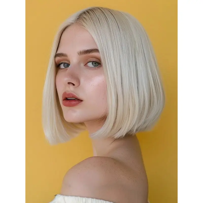 Medium Length Wigs Remy Human Hair Monofilament 10" Straight Wigs