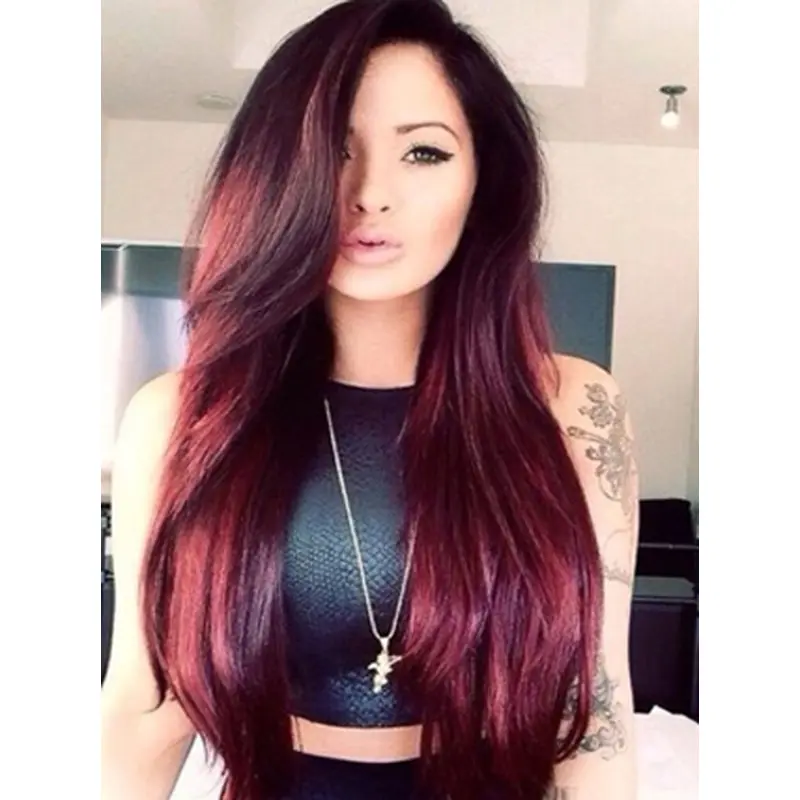 Beautiful Red Mono Top Capless Human Wigs