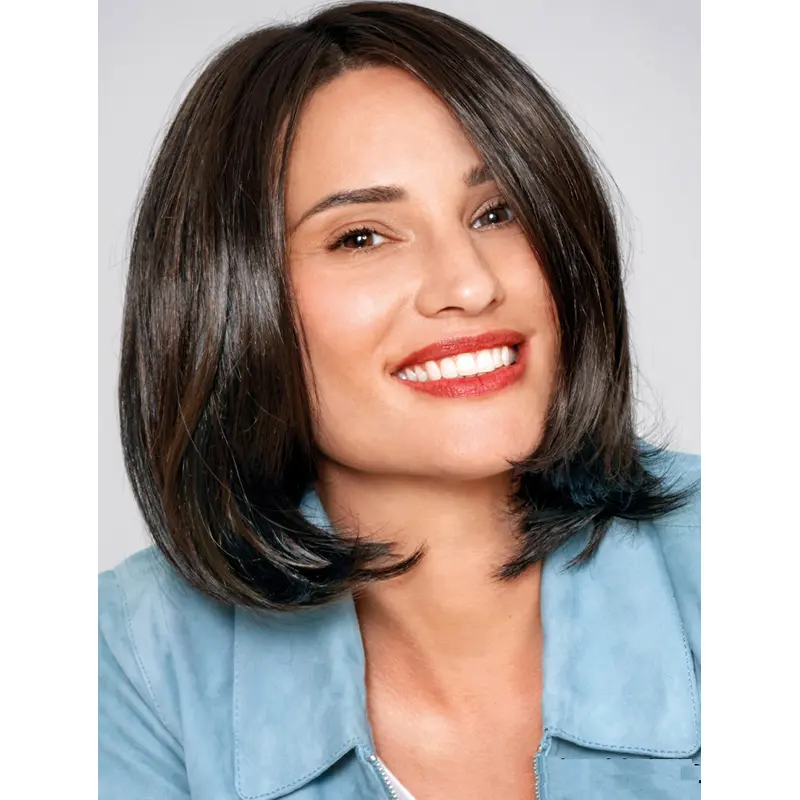 Black Hair Wigs Straight Monofilament 12" Synthetic Wigs