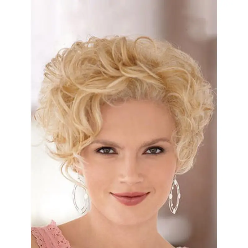 Blonde Curly Synthetic Online Short Wigs