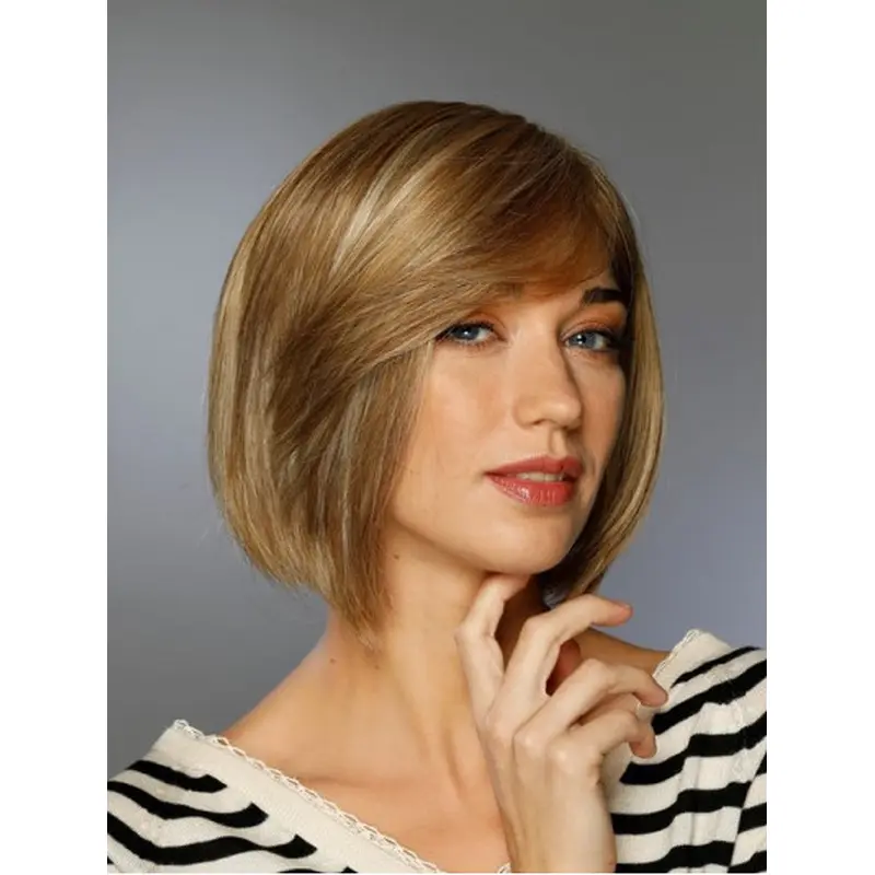 Blonde Synthetic Chin Length Straight 100% Hand-tied Incredible Bob Wigs