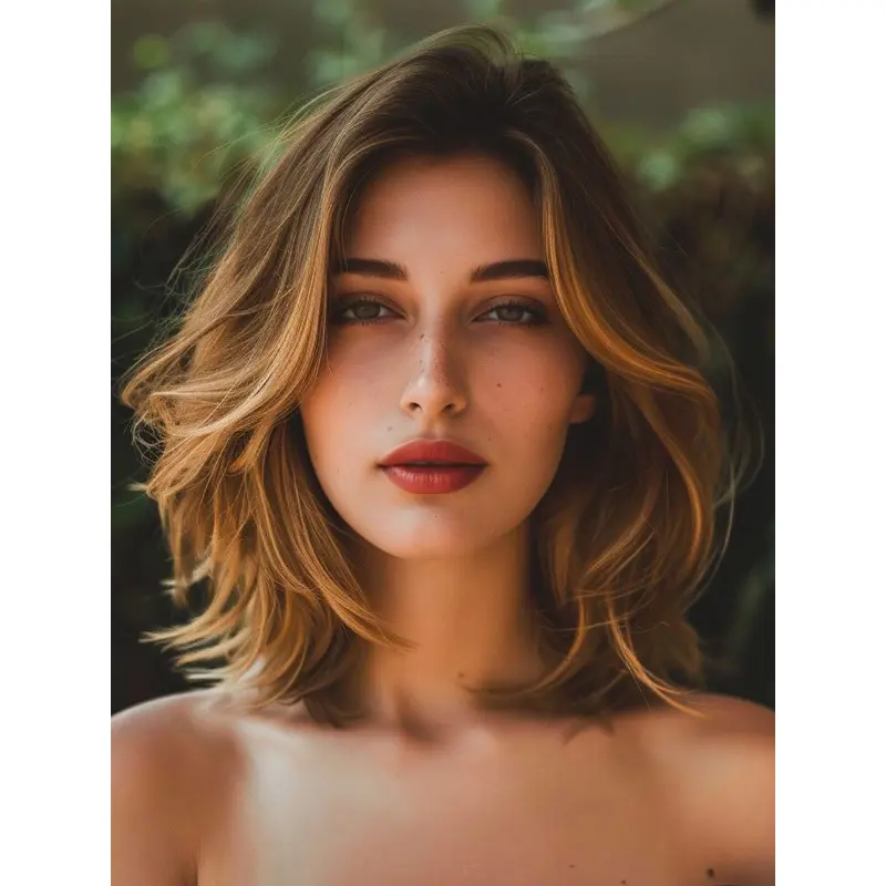 Medium Length Human Hair Wig Monofilament Shoulder Length Wavy 12" Wigs