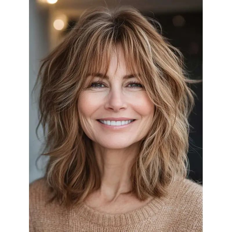 Mid Length Blonde Wigs Monofilament Shoulder Length Wavy 12" Wigs