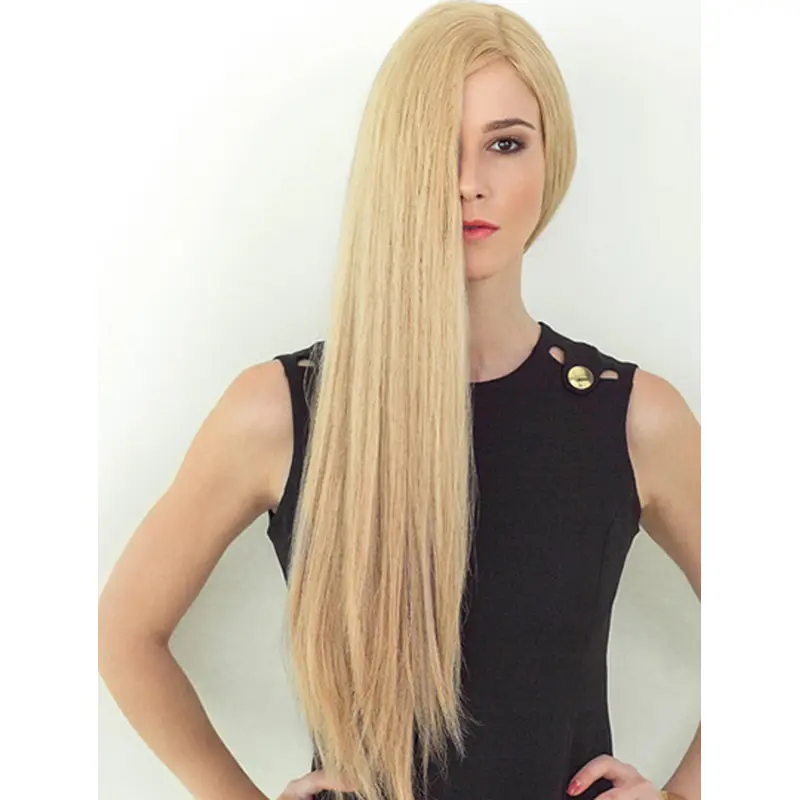 26" Long Straight Blonde Layered Soft Hand Tied Wigs