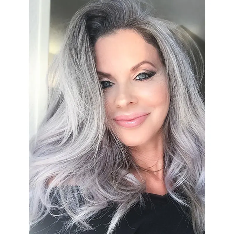 Layered Remy Human Hair Lace Front Wavy Wigs Long