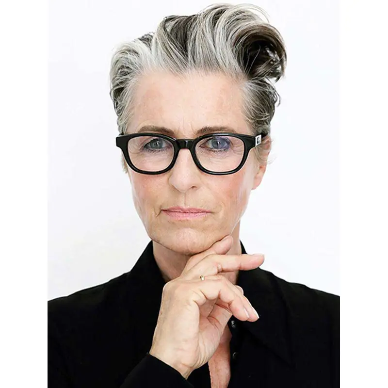 6" Short Grey Boycuts Quality Lace Front Wigs