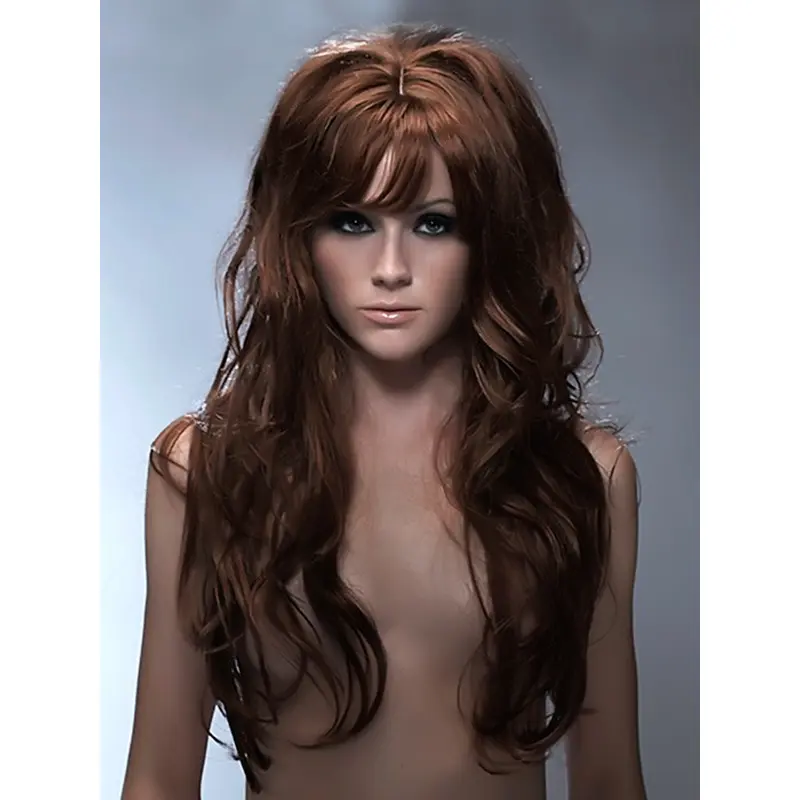 Best Auburn Wavy Synthetic Long Wigs