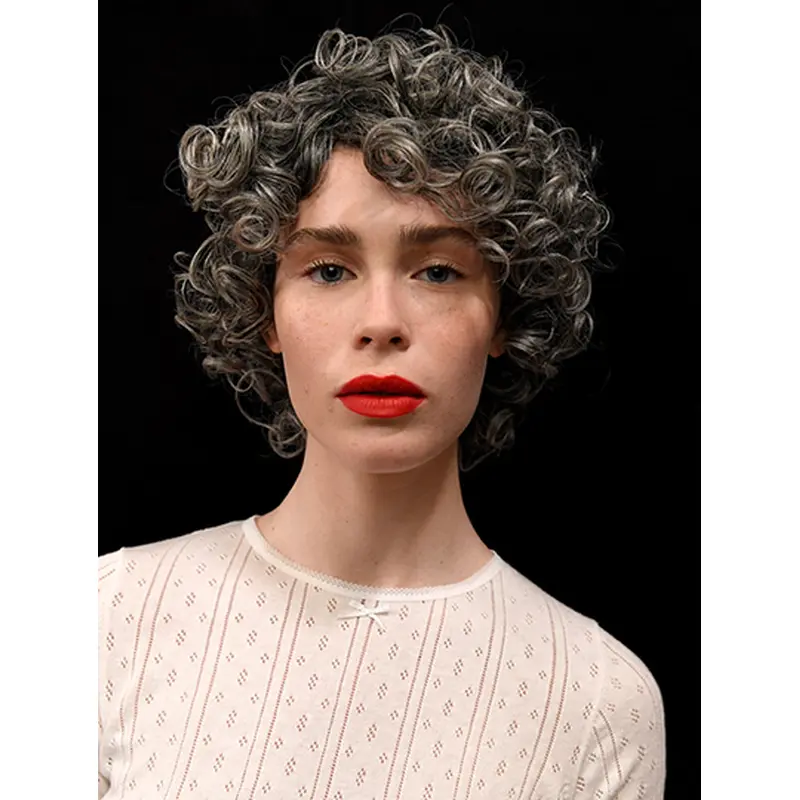 Bobs Grey 8" Curly Synthetic Short Ladies Wig