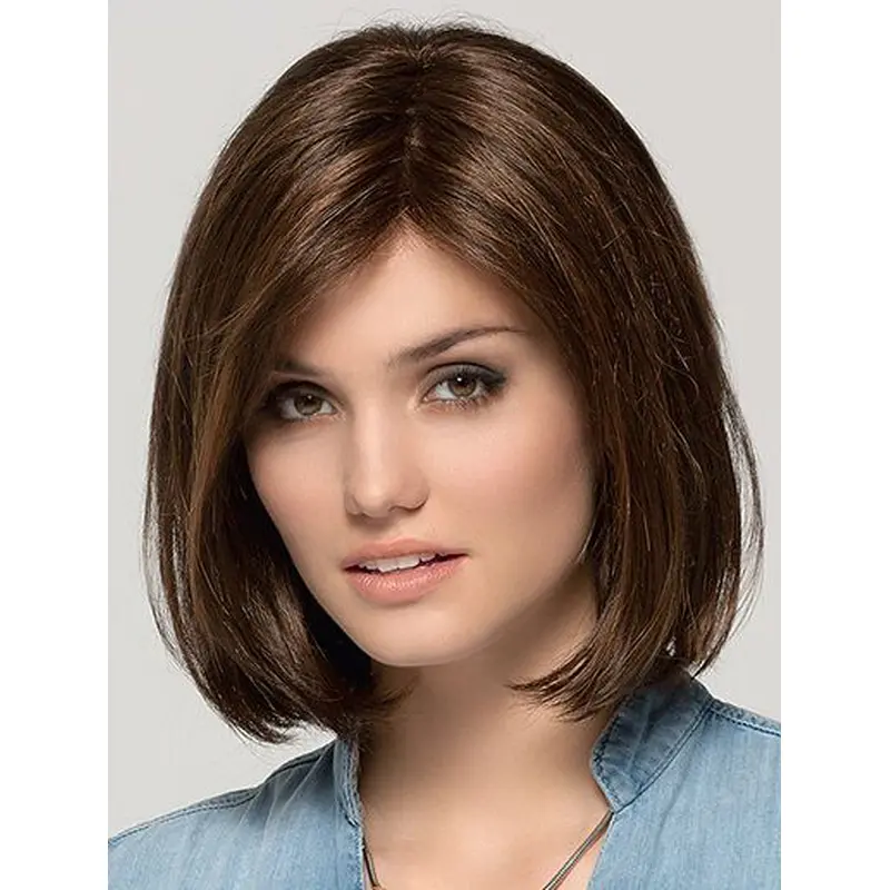Remy Human Hair Monofilament Brown 11" Bob Wig