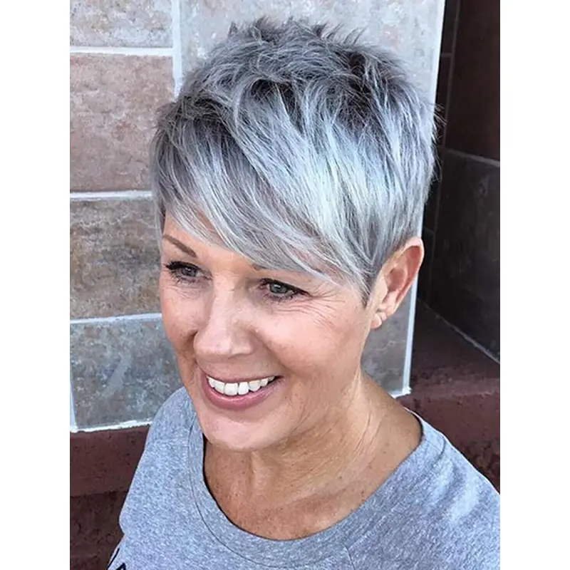 6" Short Grey Boycuts Fabulous Lace Front Wigs