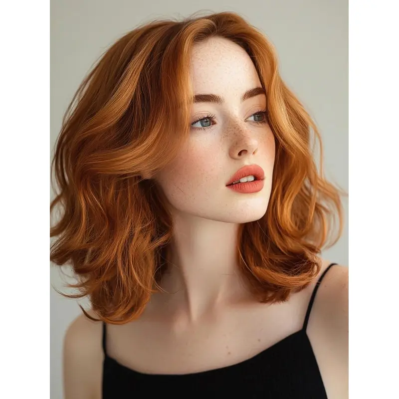 Medium Length Layered Wigs Monofilament Shoulder Length Wavy 12" Wigs