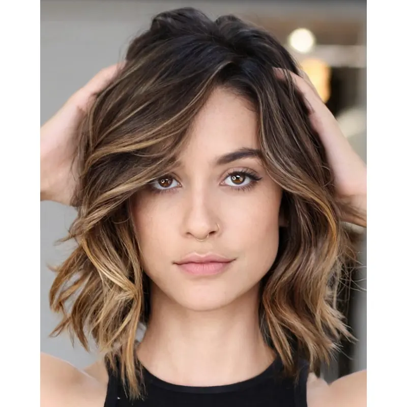 Bobs Ombre/2 Tone Chin Length Monofilament Human Hair Wig