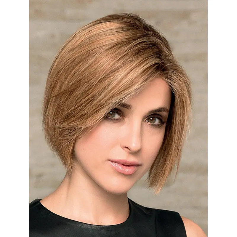 Straight Chin Length Discount Bobs Blonde Monofilament Human Hair Wigs