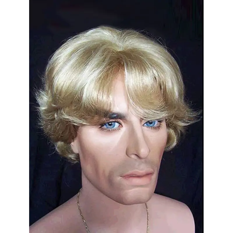Unique Blonde Wavy Short Men Wigs