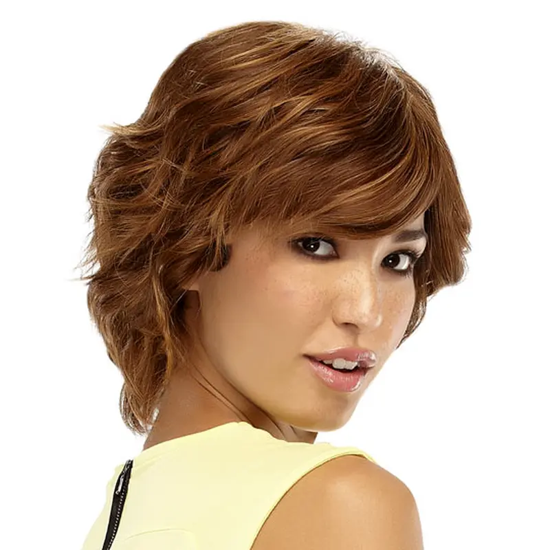 Blonde Wavy Remy Human Hair Affordable Short Wigs