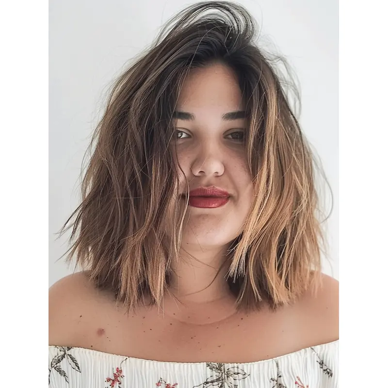 Mid Length Bob Wig Synthetic Lace Front 12" Wavy Wigs