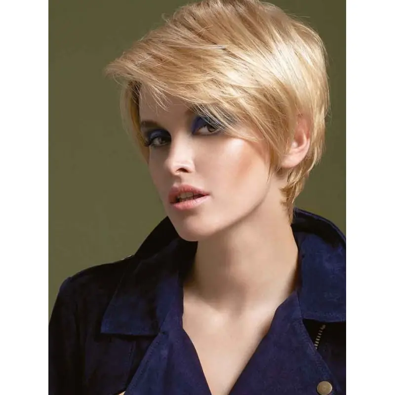 6" Short Straight Blonde Women Lace Wigs