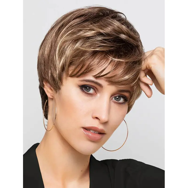 8" Boycuts Straight Synthetic Monofilament Blonde Short Wigs For Women