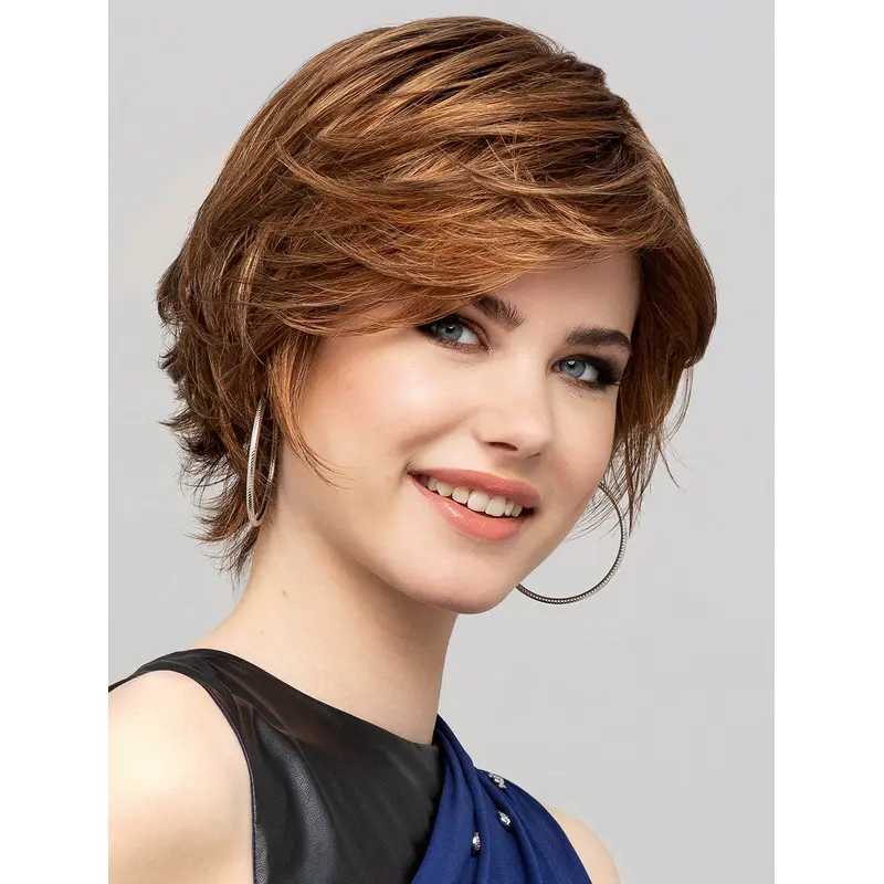 8" Short Blonde Layered Synthetic Sleek Lace Front Wigs