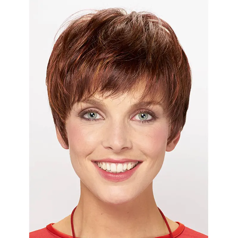 8" Straight Capless Synthetic With Bangs Ladies Short Wigs