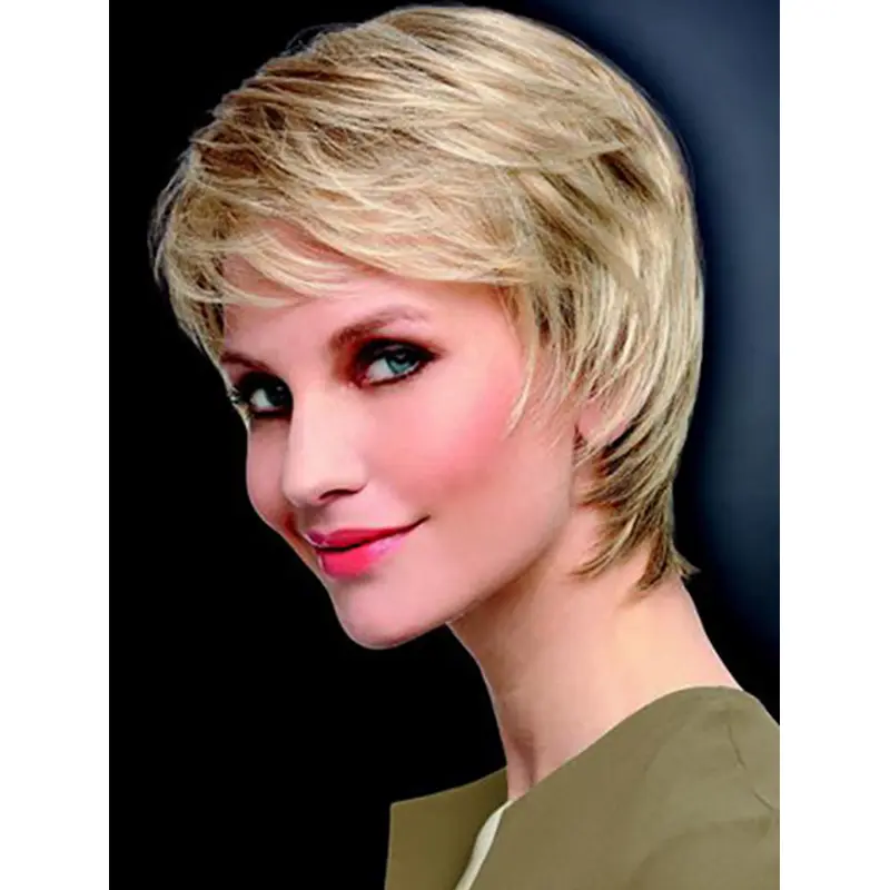 8" Straight Monofilament Synthetic Layered Short Wigs