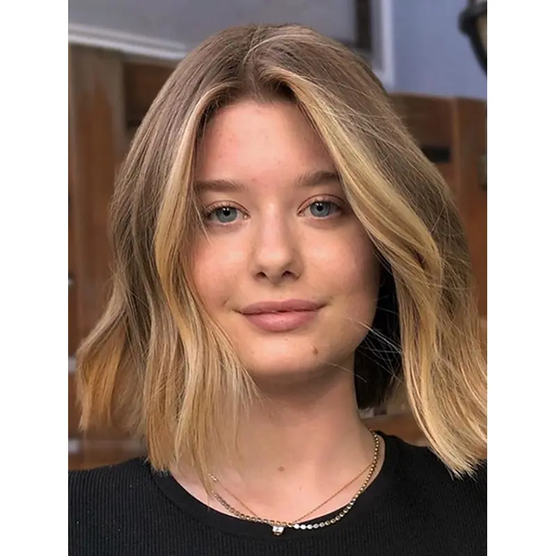 Bobs Blonde Chin Length Lace Front Wigs Human Hair