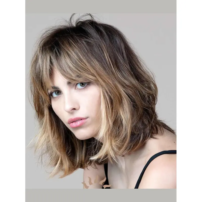 Medium Lace Front Wigs 12" Remy Human Hair Bobs Ombre/2 Tone Straight Wigs