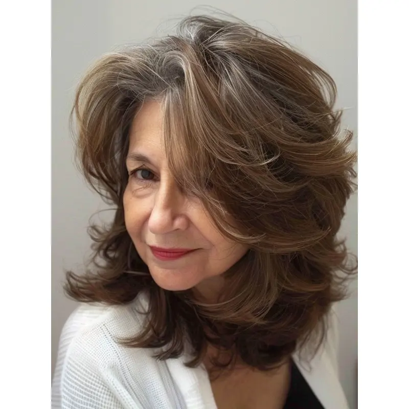 Medium Length Lace Front Wigs 12" Wavy Layered Wigs
