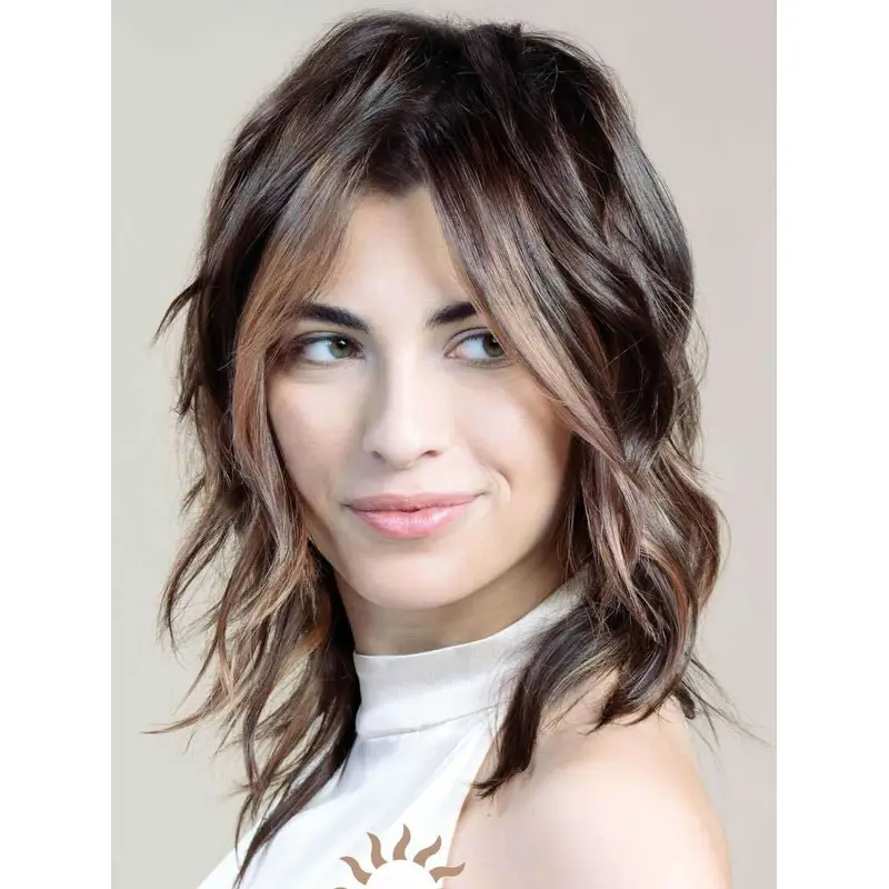 Straight Medium Hair With Layers 14" Ombre/2 Tone Monofilament Shoulder Length Wigs