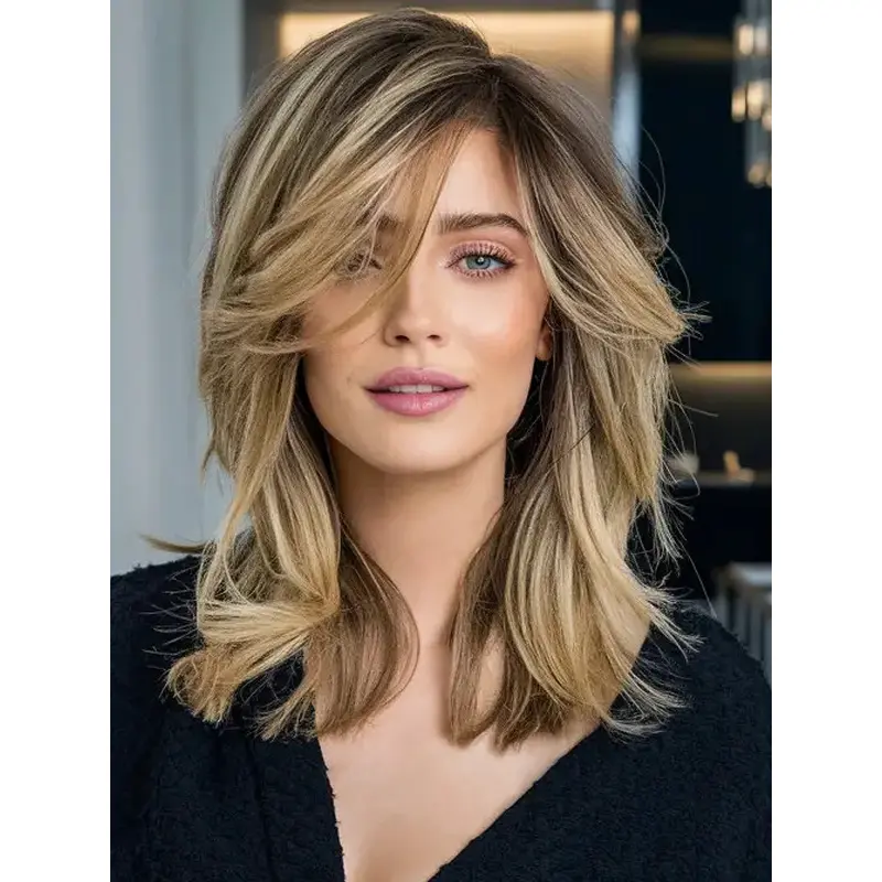 Lace Wigs Synthetic Medium 14" Wavy Layered Wigs