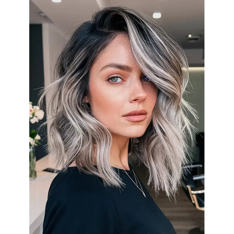 Medium Lace Front Wigs 12" Wavy Layered Wigs
