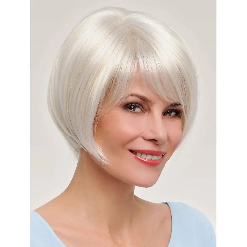 Natural 8" Short Straight Grey with Blonde Bob Wigs