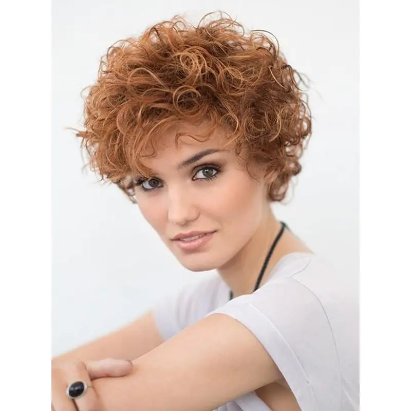 6" Short Curly Blonde High Quality Synthetic Lace Wigs