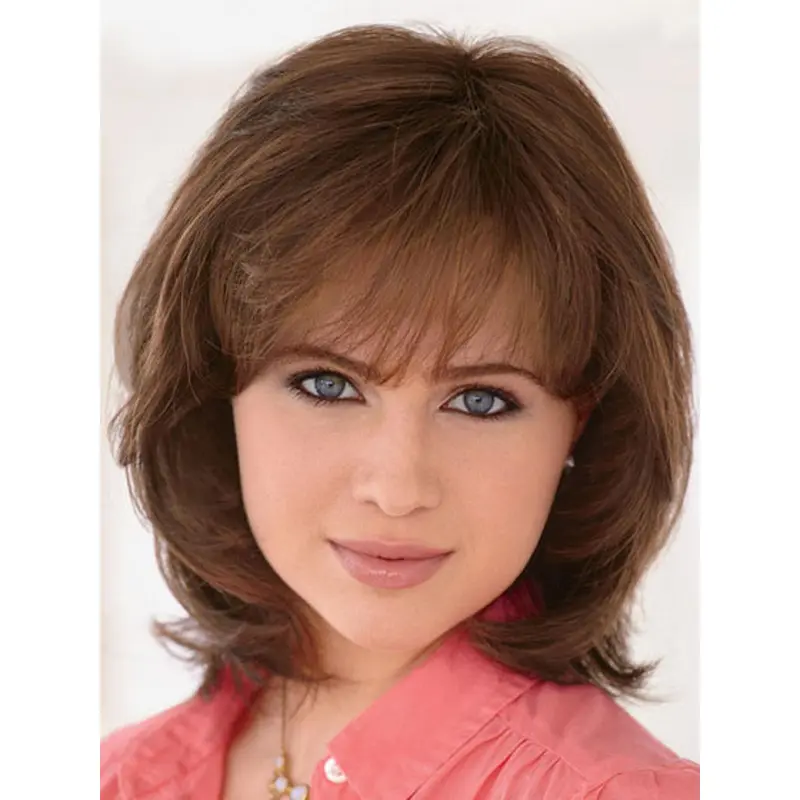Auburn Wavy Remy Human Hair Pleasing Medium Wigs