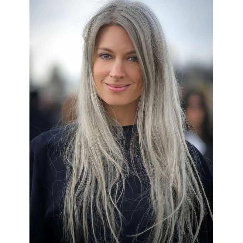 Beautiful Long Straight Perfect Grey Wigs