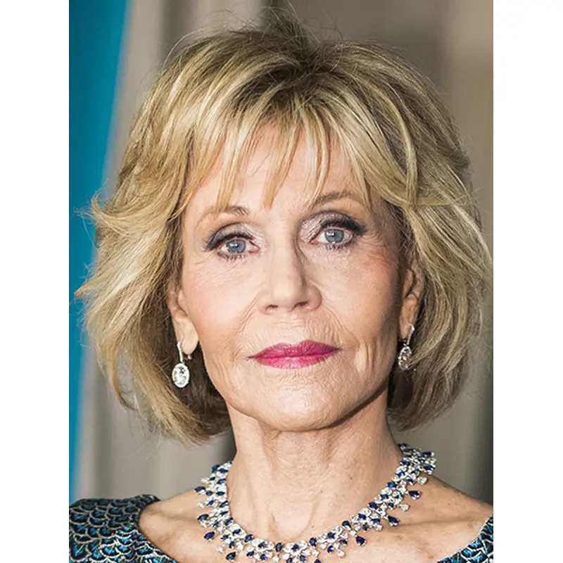 Blonde 10" Wavy Bobs Chin Length Jane Fonda Wigs