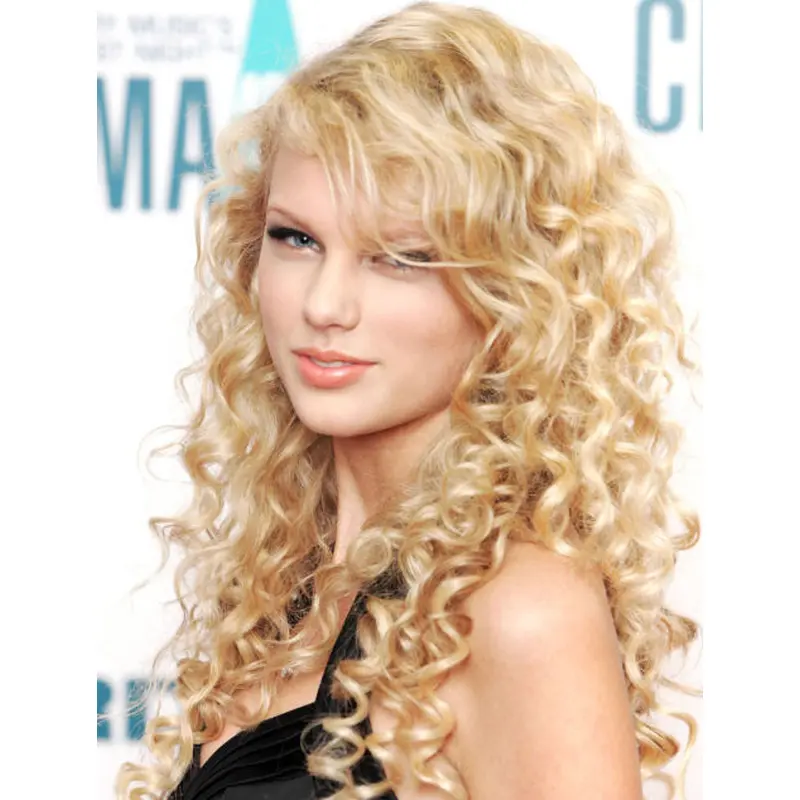 Fantastic Long Curly Blonde With Bangs Taylor Swift Inspired Wigs