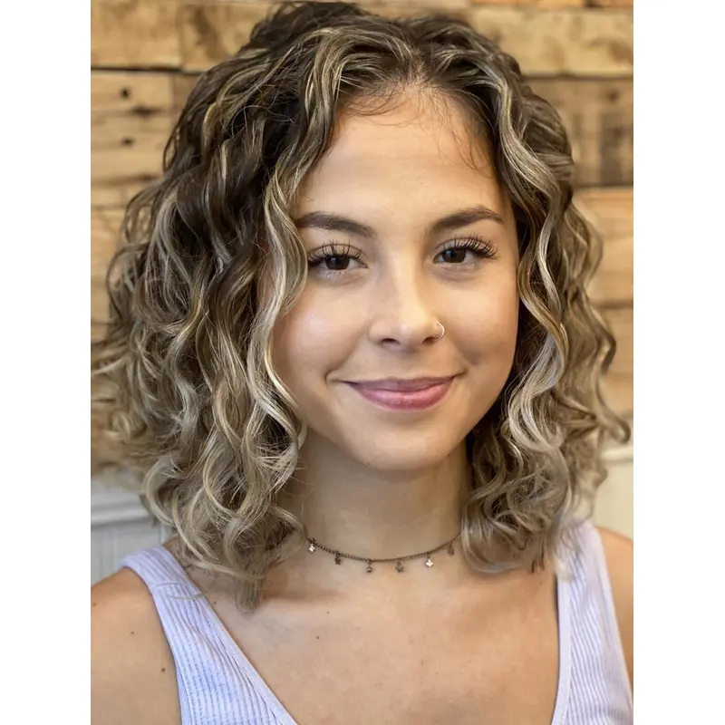 Medium Length Curly Wig Bobs 12" Monofilament Remy Human Hair Ombre/2 Tone Wigs