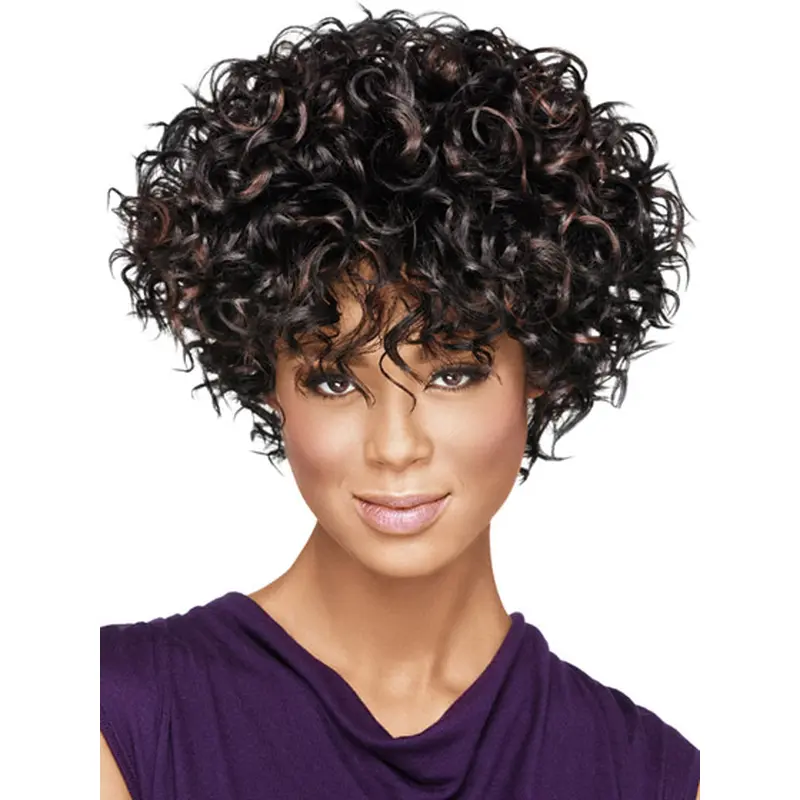 Top Black Curly Short African American Wigs
