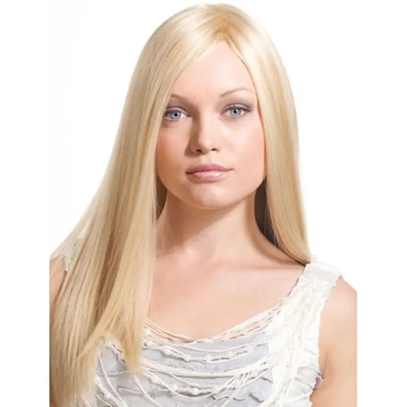 Blonde Monofilament Remy Human Hair Stylish Long Wigs