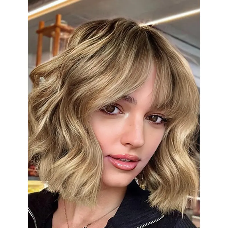Wavy Blonde Bobs 10" Lace Frontal Wig