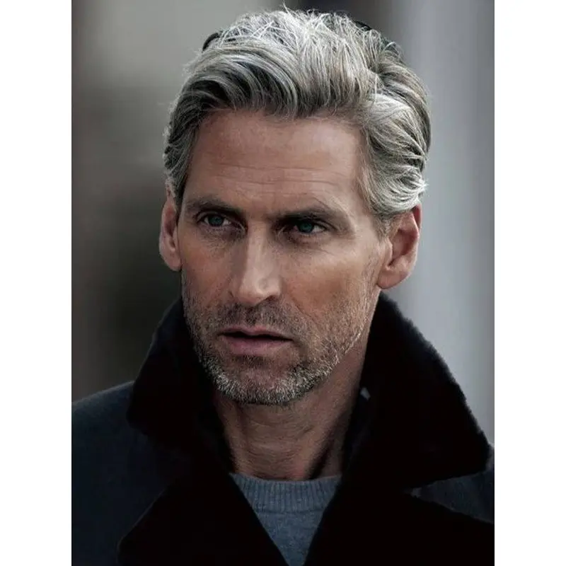 High Quality Straight Hand Tied Short Men Wigs