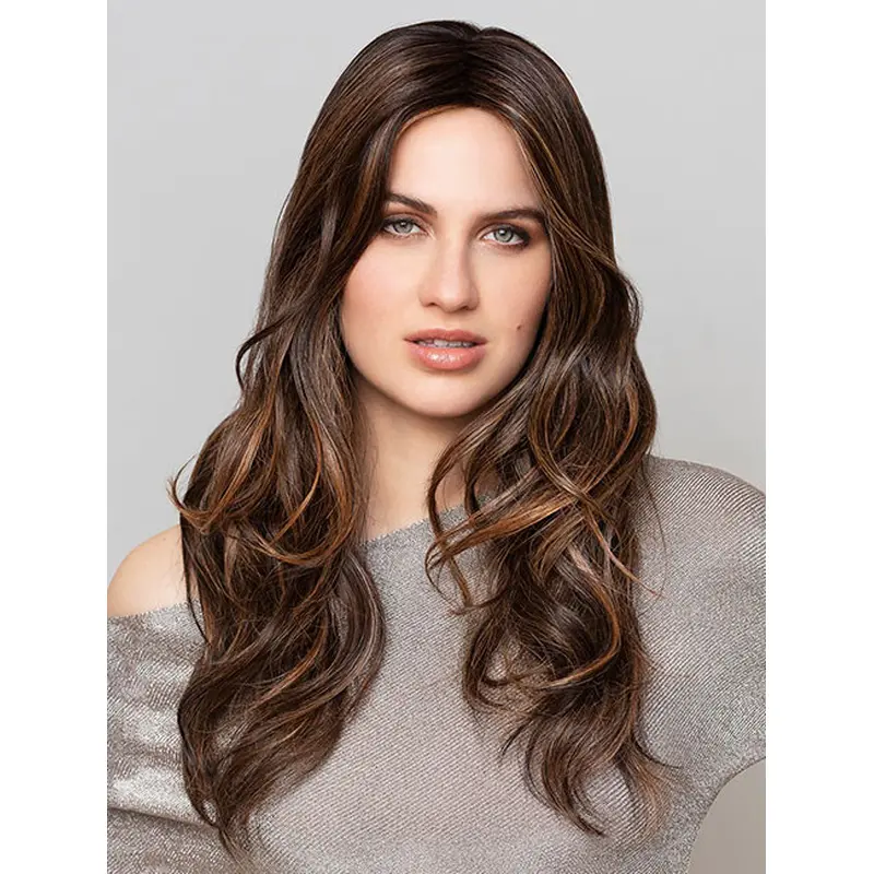 Ombre/2 Tone 100% Hand-Tied 18" Wavy Without Bangs Synthetic Long Wig