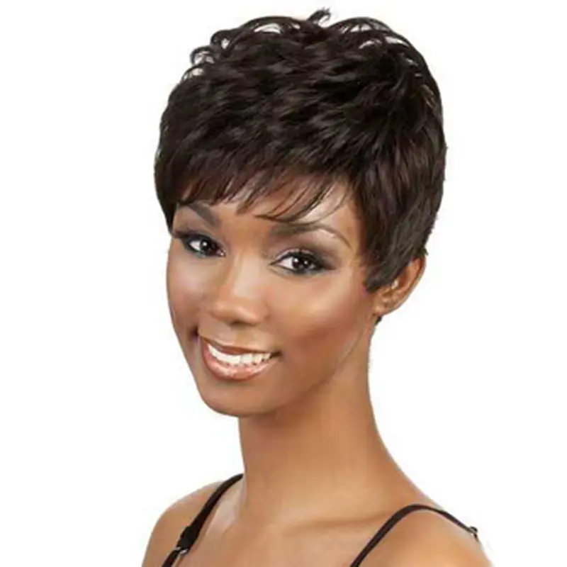 Exquisite Brown Wavy Short African American Wigs